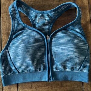 Jockey Teal Zip-Front Sports Bra